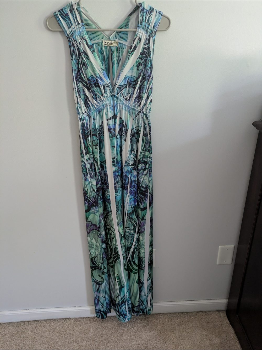 Y2K Sleeveless Maxi Dress Burnout V-Neck Size Small Summer Festival Fairycore